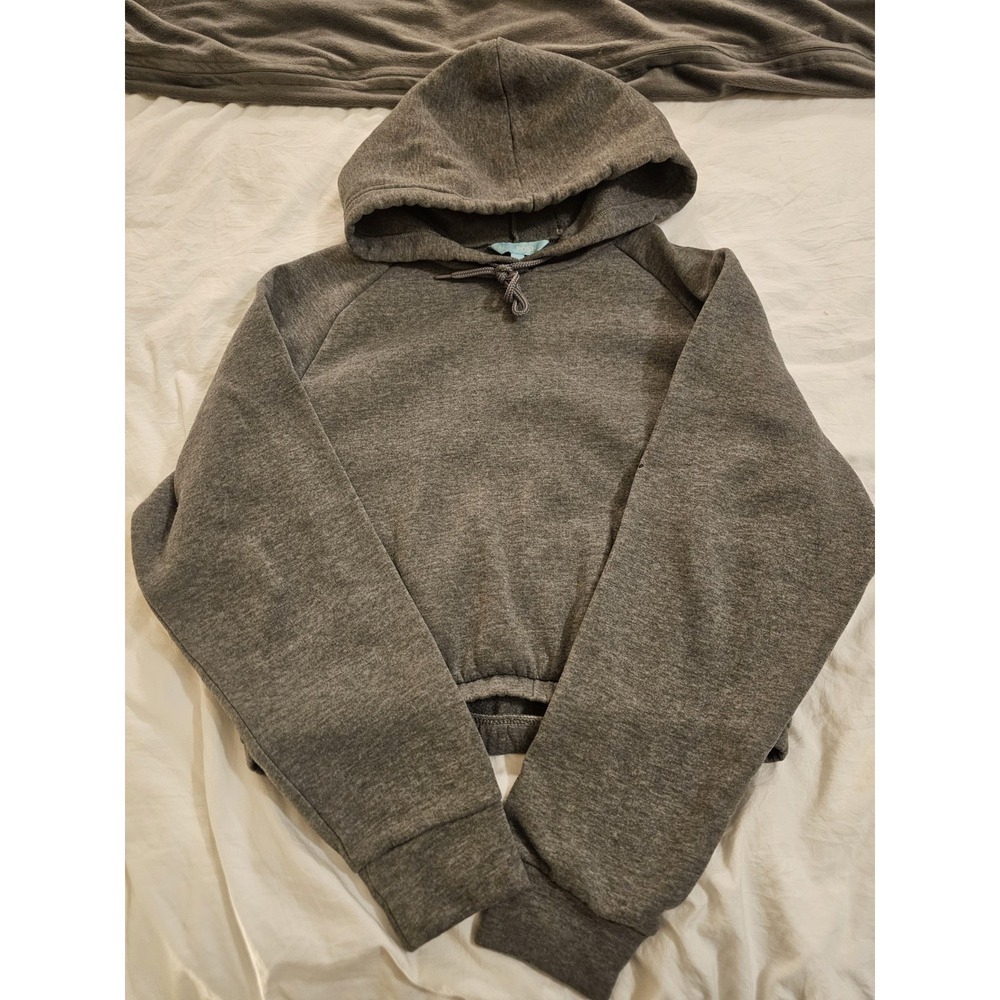 Miss Posh Charcoal Gray Hoodie Womens L Cropped Pullover Sweatshirt‎ Cozy